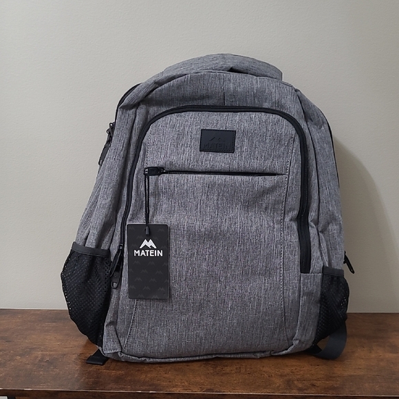 NWT MateIn Gray & Black Backpack with Padded Straps & lots of pockets - Picture 1 of 15